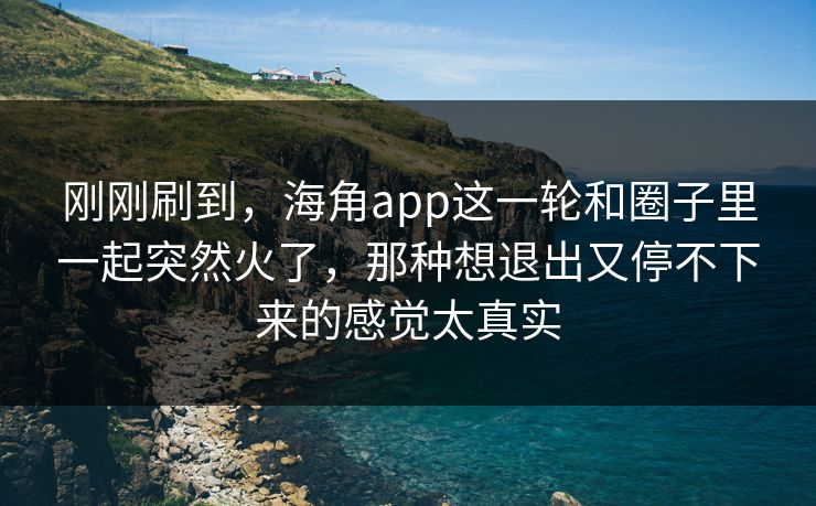 刚刚刷到，海角app这一轮和圈子里一起突然火了，那种想退出又停不下来的感觉太真实