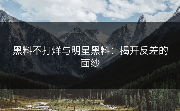 黑料不打烊与明星黑料：揭开反差的面纱
