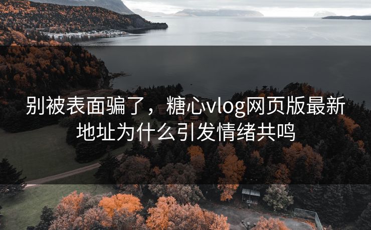 别被表面骗了，糖心vlog网页版最新地址为什么引发情绪共鸣