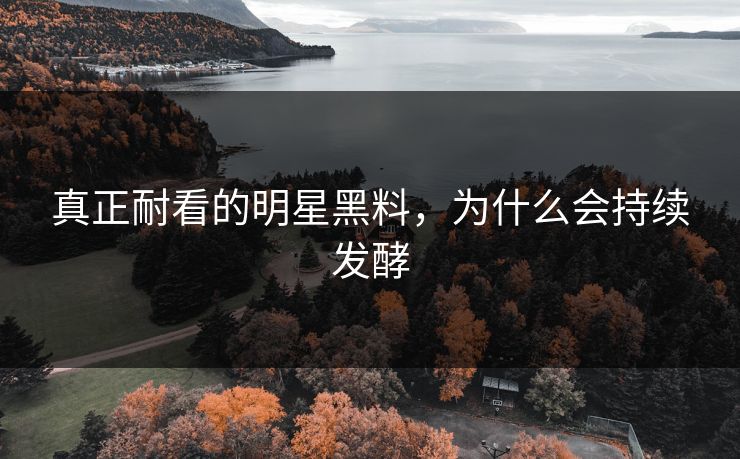 真正耐看的明星黑料，为什么会持续发酵