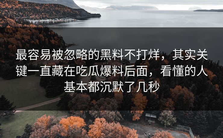 最容易被忽略的黑料不打烊，其实关键一直藏在吃瓜爆料后面，看懂的人基本都沉默了几秒