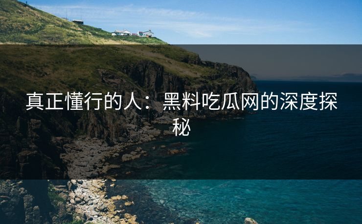 真正懂行的人：黑料吃瓜网的深度探秘