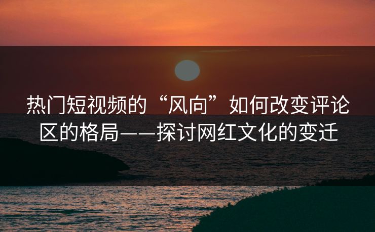 热门短视频的“风向”如何改变评论区的格局——探讨网红文化的变迁