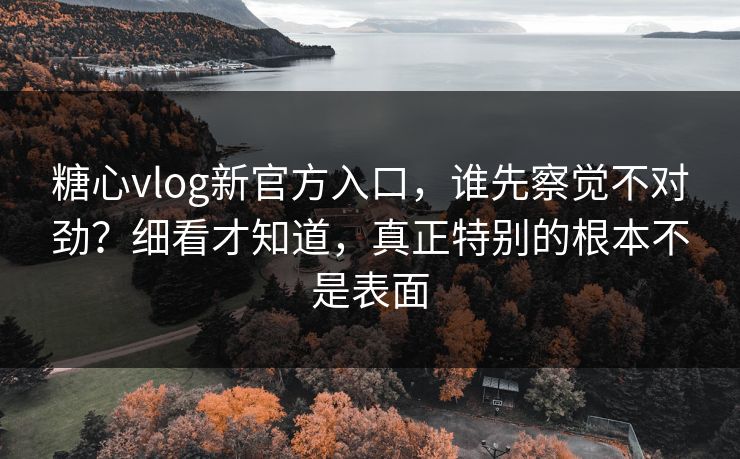 糖心vlog新官方入口，谁先察觉不对劲？细看才知道，真正特别的根本不是表面