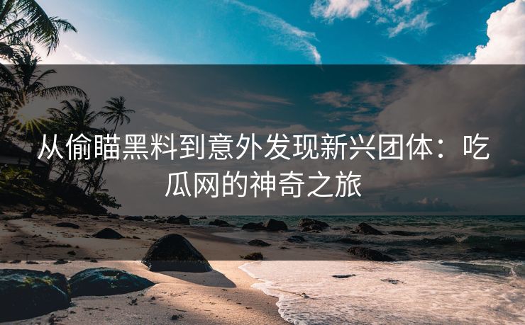 从偷瞄黑料到意外发现新兴团体：吃瓜网的神奇之旅