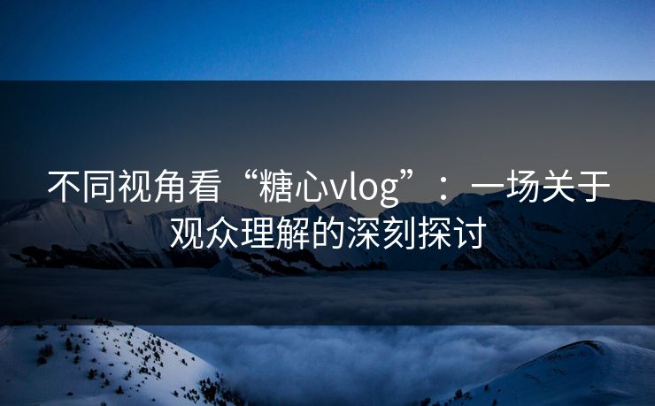 不同视角看“糖心vlog”：一场关于观众理解的深刻探讨