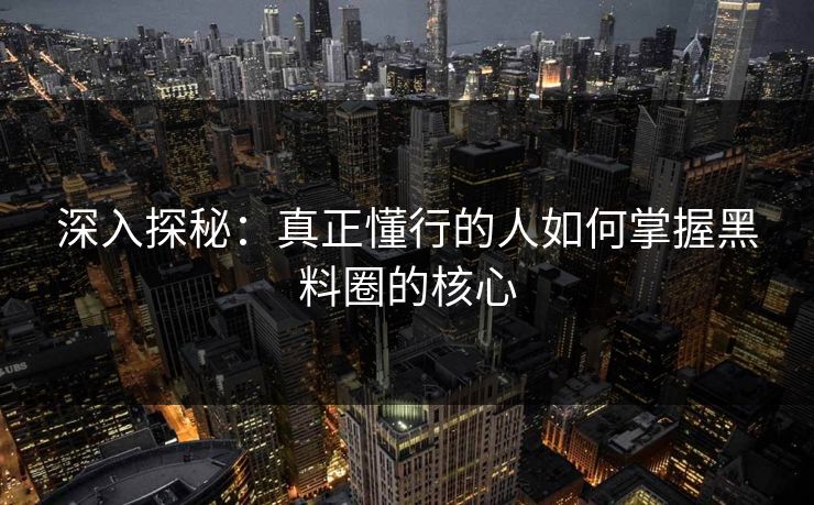 深入探秘：真正懂行的人如何掌握黑料圈的核心