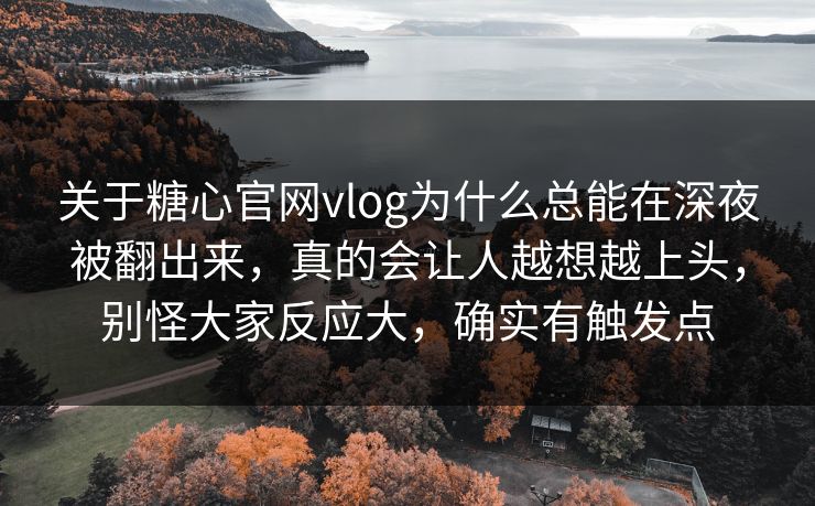 关于糖心官网vlog为什么总能在深夜被翻出来，真的会让人越想越上头，别怪大家反应大，确实有触发点