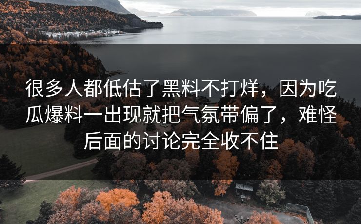 很多人都低估了黑料不打烊，因为吃瓜爆料一出现就把气氛带偏了，难怪后面的讨论完全收不住